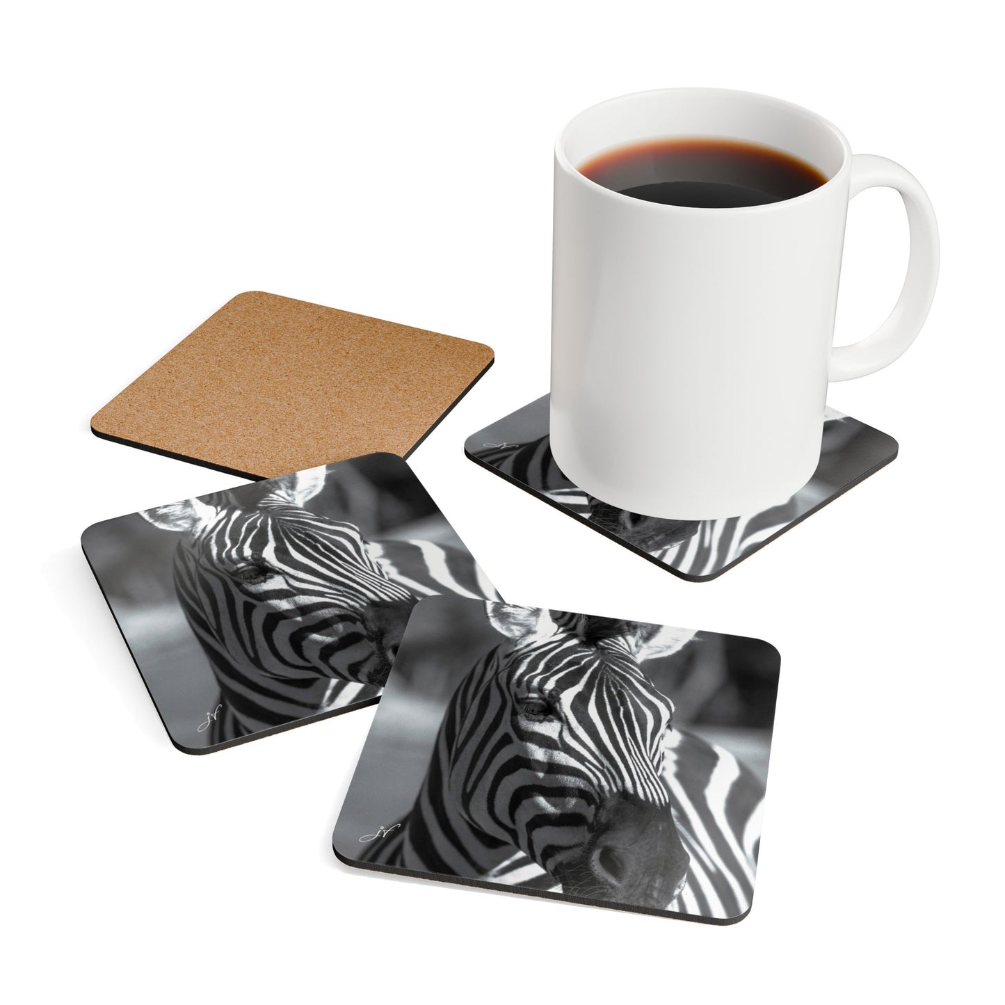 Zebra | Corkwood Coaster Set (4 Piece)