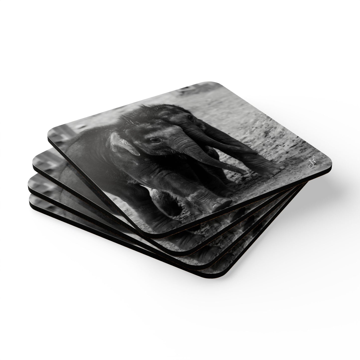 Twin Elephants Bundle (Coaster Set, Mug and T-Shirt)