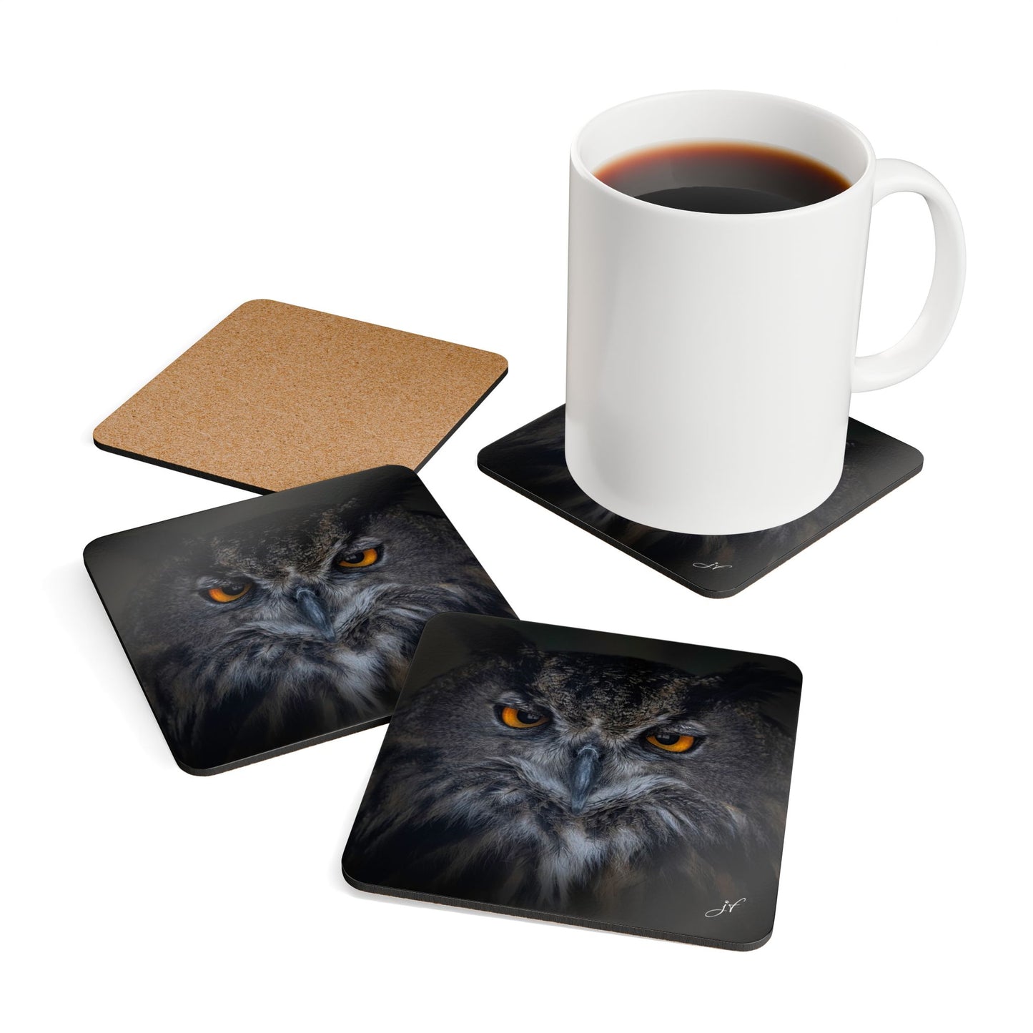 Owl | Corkwood Coaster Set (4 Piece)