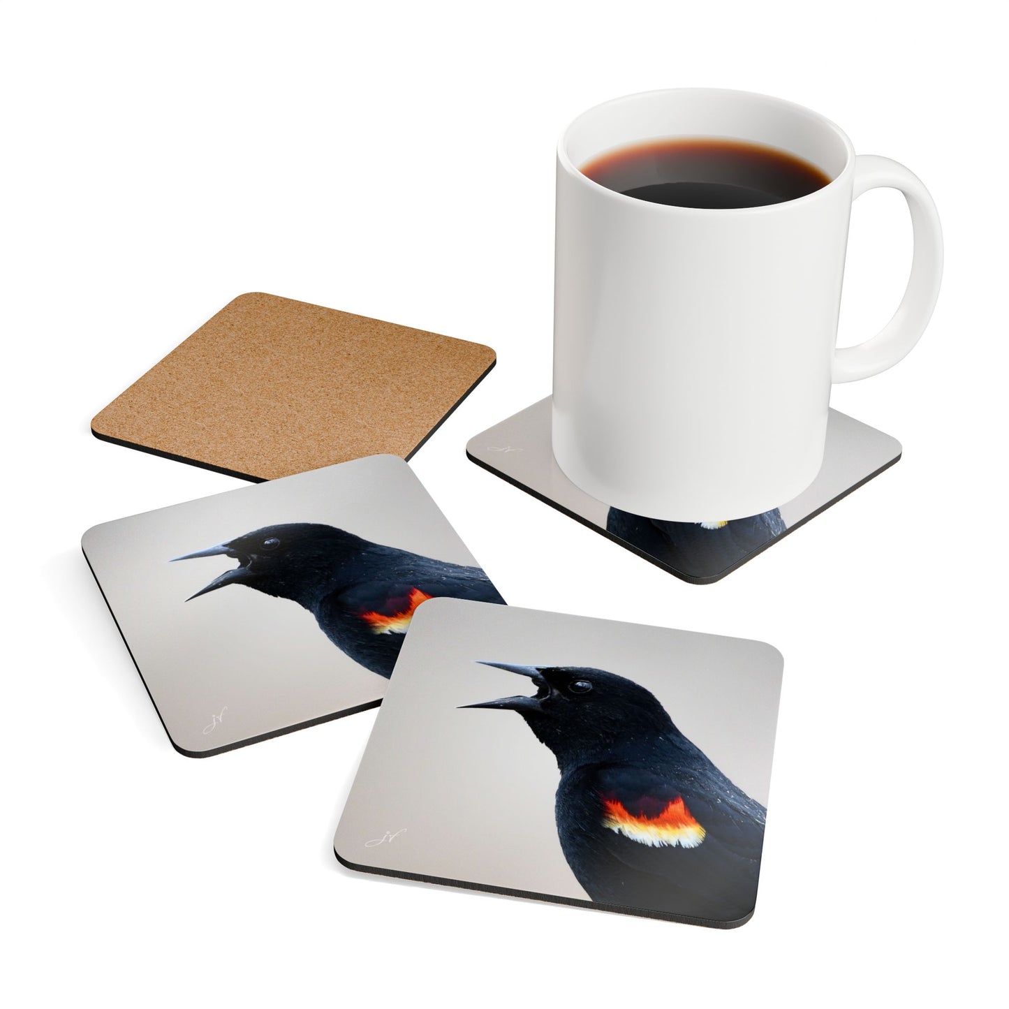 Red-Winged Blackbird | Corkwood Coaster Set (4 Piece)