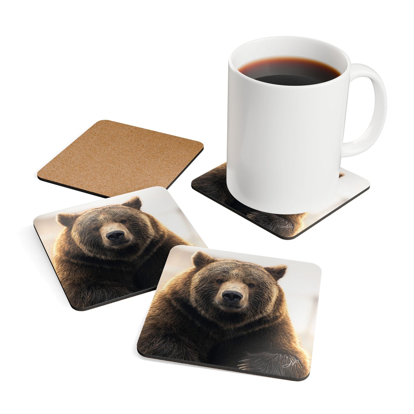 Bear | Corkwood Coaster Set (4 Piece)