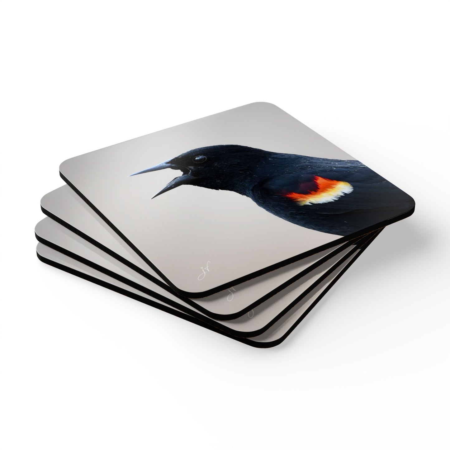 Red-Winged Blackbird | Corkwood Coaster Set (4 Piece)