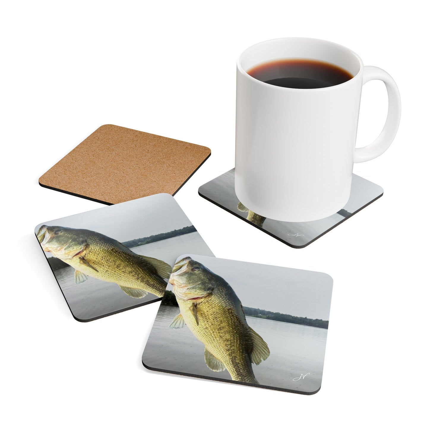 Large Mouth Bass | Corkwood Coaster Set (4 Piece)