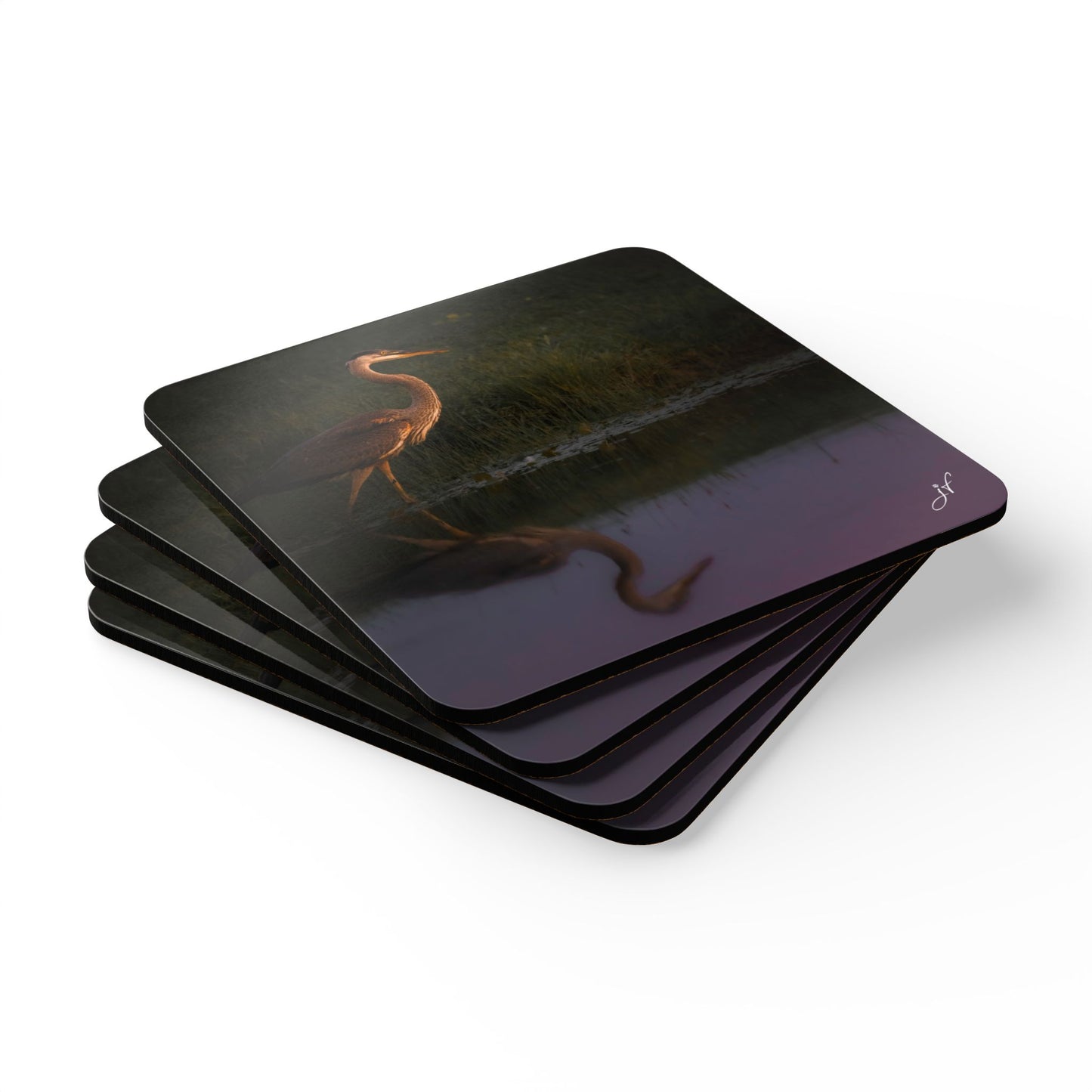 Blue Heron | Corkwood Coaster Set (4 Piece)