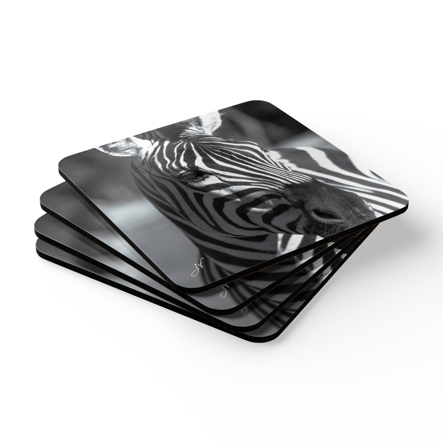 Zebra | Corkwood Coaster Set (4 Piece)