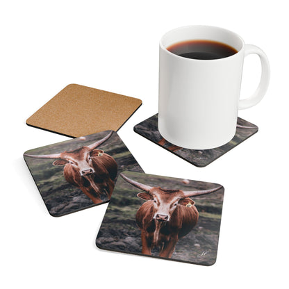 Longhorn Cow | Corkwood Coaster Set (4 Piece)