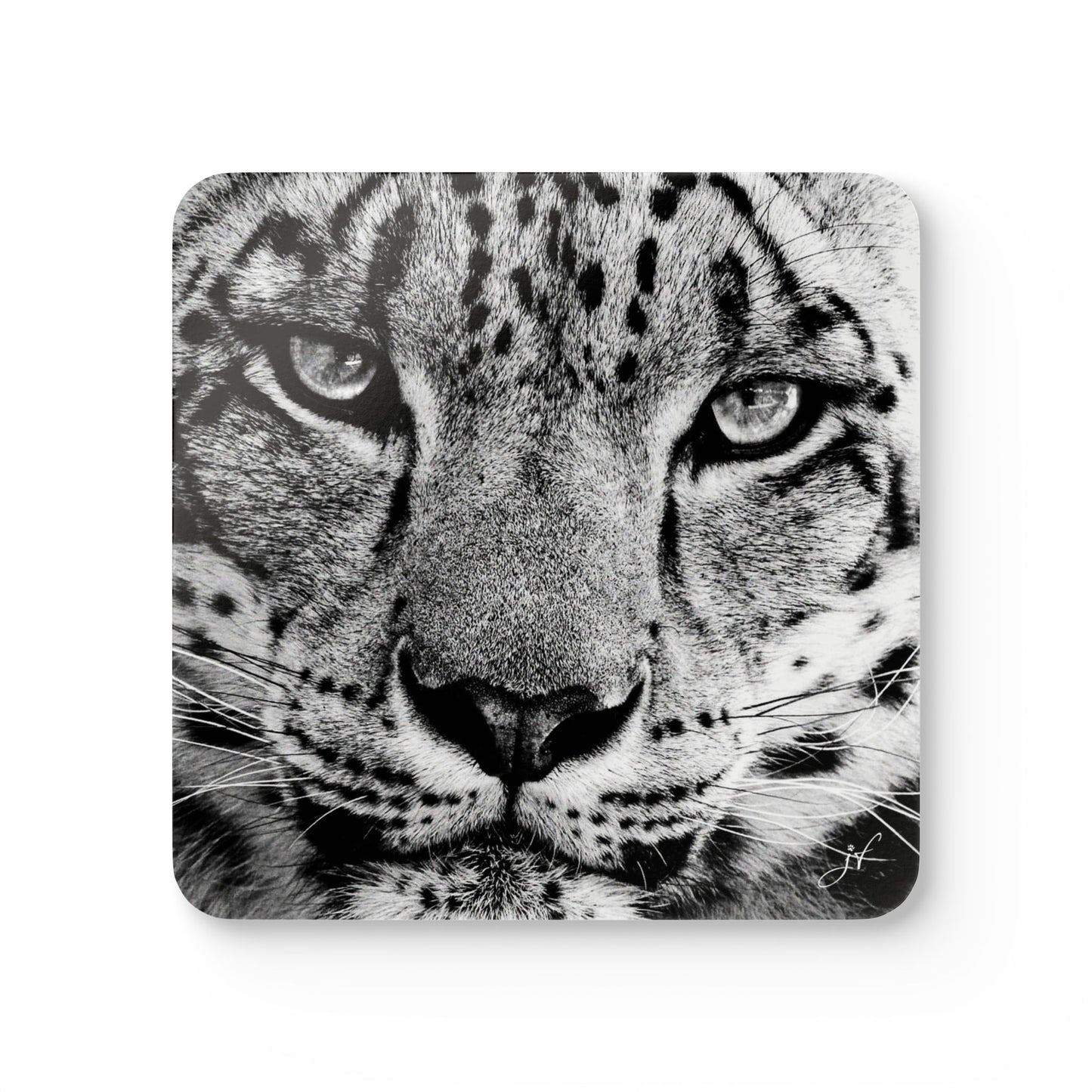 Snow Leopard | Corkwood Coaster Set (4 Piece)