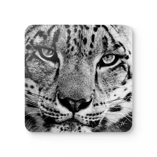 Snow Leopard | Corkwood Coaster Set (4 Piece)