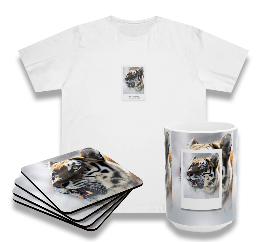 Tiger Bundle (Coaster Set, Mug and T-Shirt)