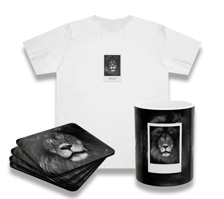 Lion Bundle (Coaster, Mug and T-Shirt)