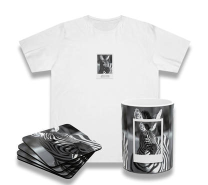 Zebra Bundle (Coaster Set, Mug and T-Shirt)